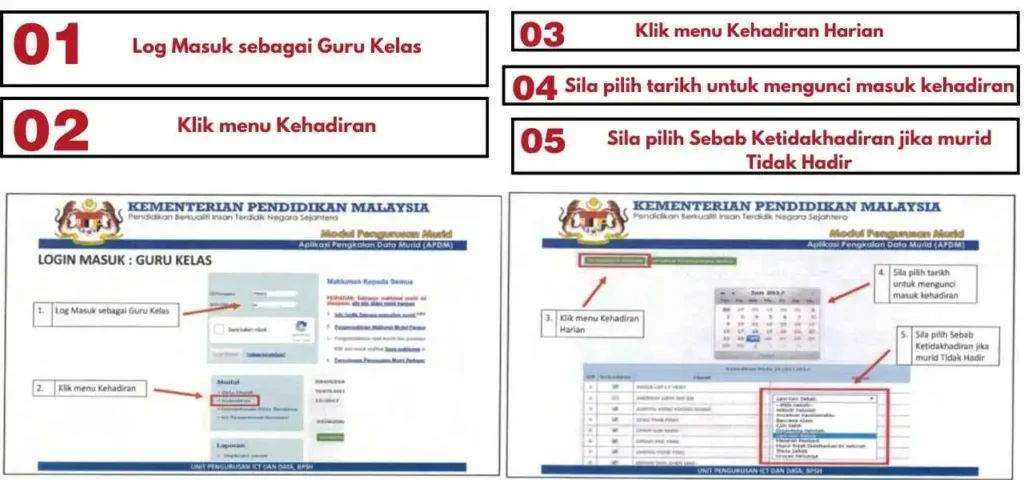 Apdm Kehadiran Login Masuk Guru Kelas step 1 