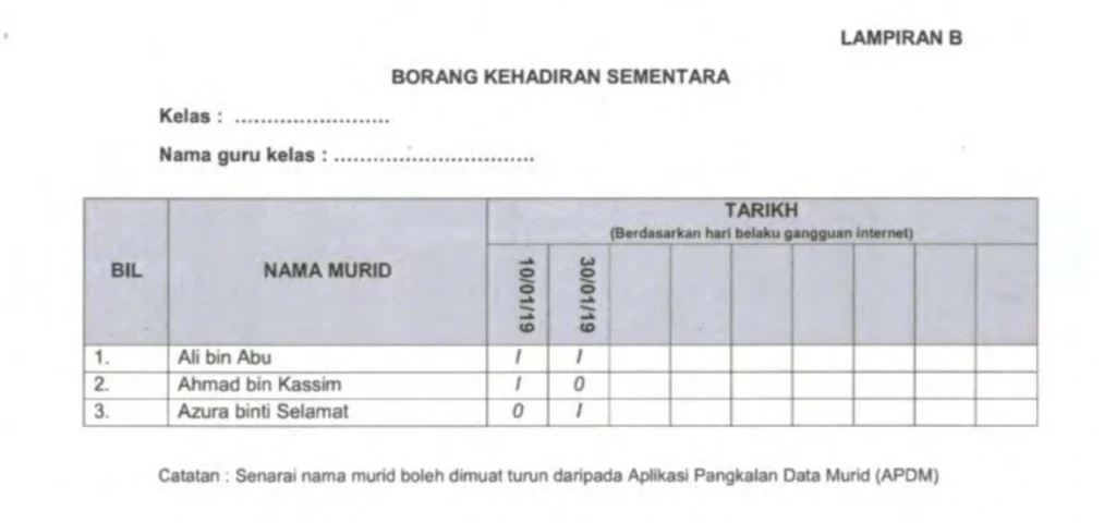 BORANG KEHADIRAN SEMENTARA 